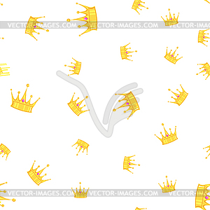 Seamless golden crown pattern with gems white - vector clipart