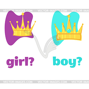 Baby shower cards. It`s boy text, It`s girl text - vector clipart