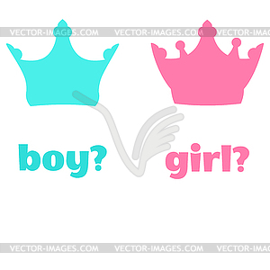 Baby shower cards. It`s boy text, It`s girl text - vector image