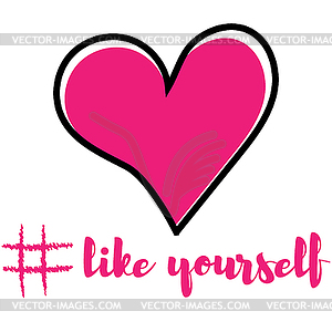 Concept of love for yourself. Heart and - vector clipart