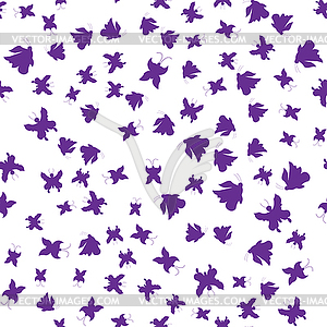  Silhouettes of purple butterflies. Seamless Pattern - vector clip art