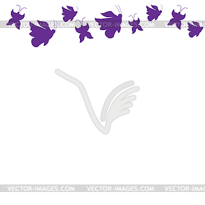  Silhouettes of purple butterflies. White background - vector clipart