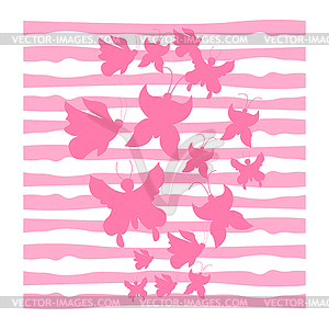 Silhouettes of pink butterflies. Chaotic - vector clipart