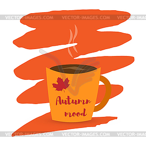 Чашка кофе или чая и осенние листья. - клипарт в формате EPS