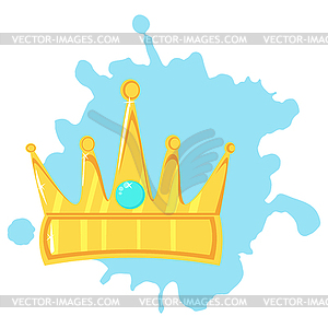 Gold crown with precious stone On color plate - royalty-free vector image