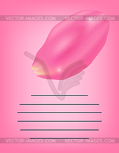 Cover for notebook. Petal of pink rose on pink - vector clipart