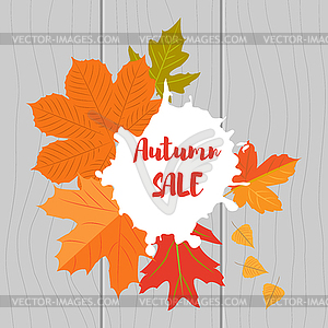 Set of autumn yellow leaves and inscription Autumn - royalty-free vector image