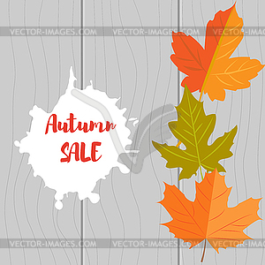 Set of autumn yellow leaves and inscription Autumn - vector clip art