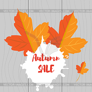 Set of autumn yellow leaves and inscription Autumn - vector clipart