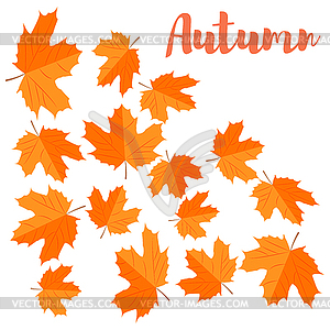  Autumn background. Falling yellow maple leaves - vector image