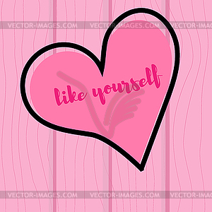  Heart on pink wooden background - vector clipart