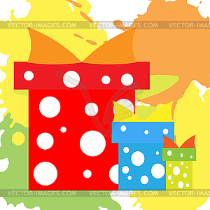 Christmas presents blue and red. on colored abstrac - vector clip art