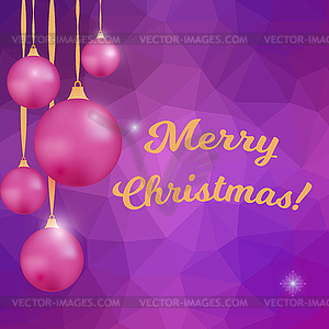 Set of red balls on Christmas tree. Merry Christmas - vector clip art