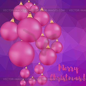 Set of red balls on Christmas tree. Merry Christmas - vector image