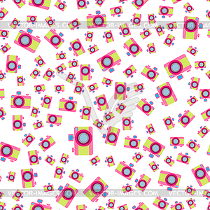 Seamless pattern. Old fashioned camera style flat - vector image