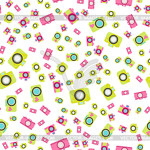 Seamless pattern. Old fashioned camera style flat - vector image