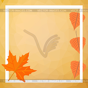 Yellow maple leaf on colored polygonal background - vector image