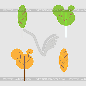 Set of abstract stylized trees. Primitive style. - vector image