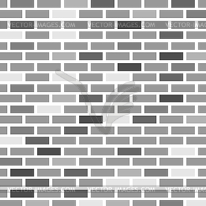 Brick wall of gray bricks of different colors - stock vector clipart