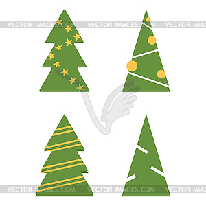 Set of four Christmas trees in style of flat - vector clipart