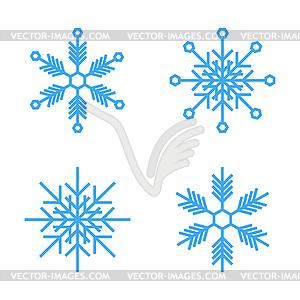  Set of 4 Snowflakes thin line ftat design - vector clip art