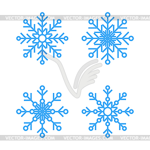  Set of 4 Snowflakes thin line ftat design - vector clipart