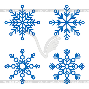 Снежинки иконки, символ снега в зимний сезон, - векторный эскиз