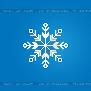 White snowflake on blue gradient background. Flat - vector clipart