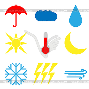  Set of weather icons. Flat style - vector image