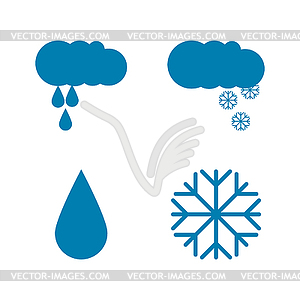  Set of weather icons. Flat style - royalty-free vector clipart