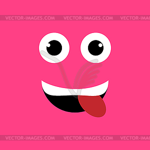 Emotion squared. Flat design. Pink playful muzzle i - vector clipart