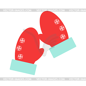 Rote Handschuhe Schneeflocken Auf Faustlinge Eben Royalty Free Clipart