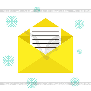 Letter invitation envelope decoration Christmas fla - vector clipart