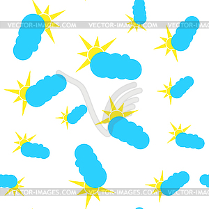 Seamless pattern sun and clouds. Blank for - vector clipart