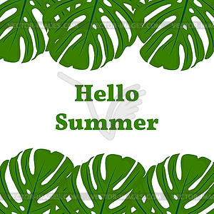 Concept Hello Summer. Tropical plant. Design - vector clip art