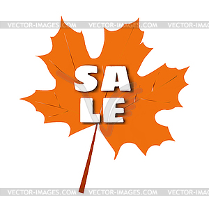  autumn leaf with inscription sale - vector EPS clipart