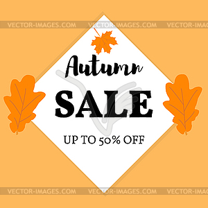  autumn leaf with inscription sale - vector clip art