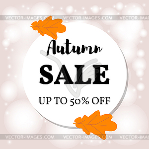  autumn leaf with inscription sale - vector image