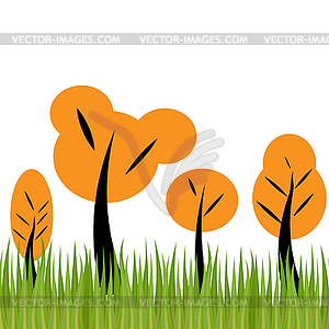 Autumn orange tree. Flat style isolate - vector image