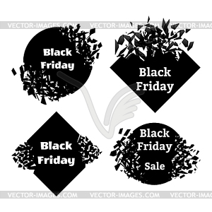 Black Friday. Set of explosions with inscription. - vector image