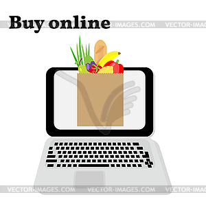 Online shopping. Shopping for products online. Orde - vector image