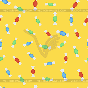 Sweets seamless pattern on yellow background - vector clipart