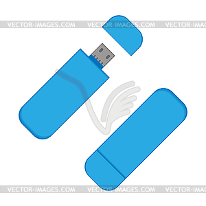 Флешка USB. Память для компьютера. Плоский стиль - стоковое векторное изображение