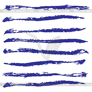 Ink blue grunge stripes set - stock vector clipart