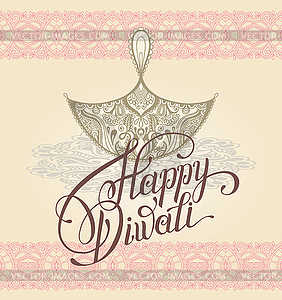Счастливая открытка Дивали с Пейсли декоративных - векторизованный клипарт