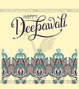 Happy Deepawali greeting card with hand written - vector image