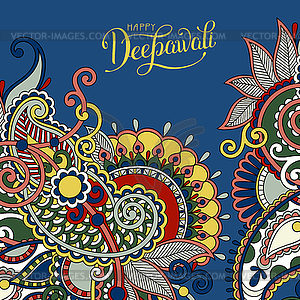 Happy Deepawali greeting card with hand written - color vector clipart