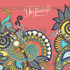 Happy Deepawali greeting card with hand written - vector clipart