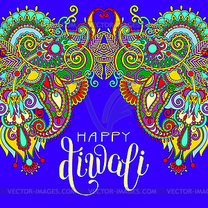 Happy Deepawali greeting card with hand written - vector image