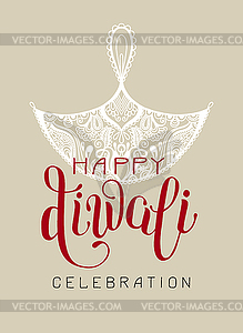 Happy Diwali greeting card with hand written - vector clip art
